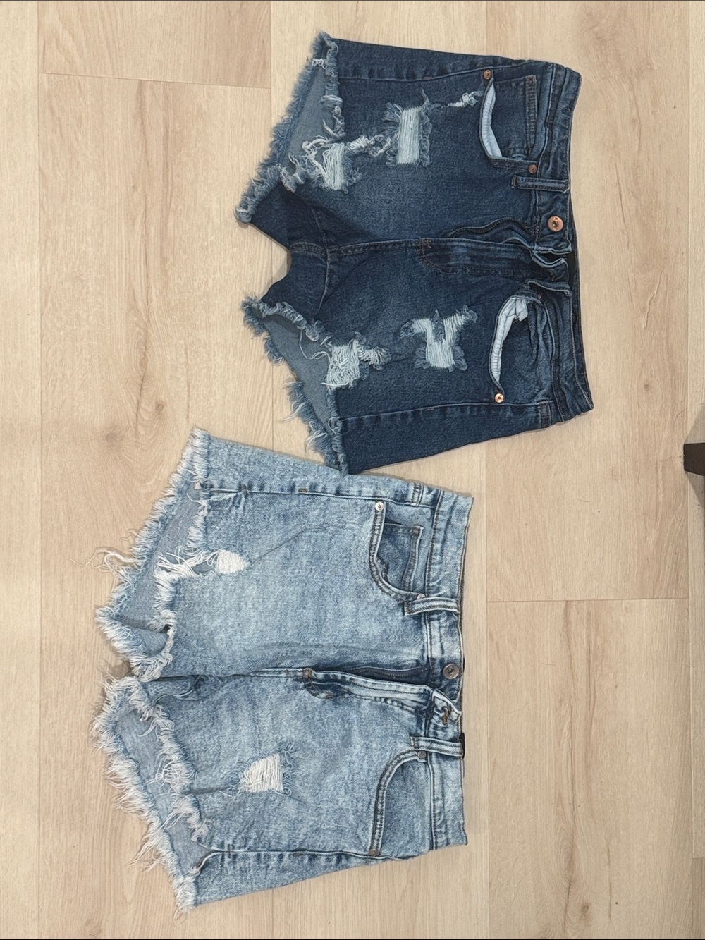 Kendall + Kylie Denim Shorts 5/27 Bundle Distressed Frayed Jean Shorts - 2 pairs